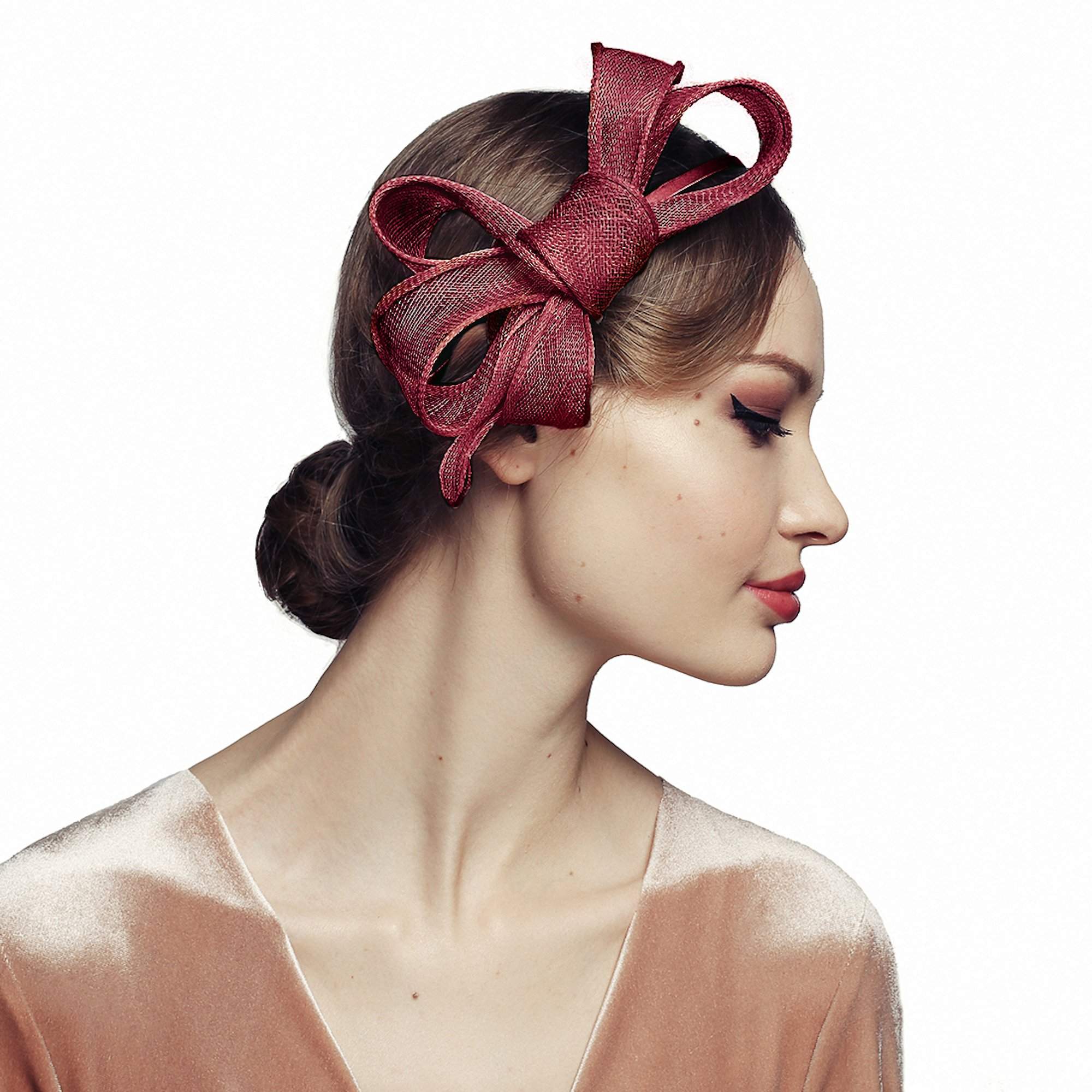 Bow Fascinator for Women Cocktail Wedding Tea Party Church Hat - DivaHats Boutique